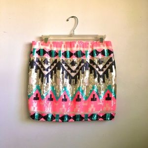 Women’s pink and black sequin mini skirt - medium